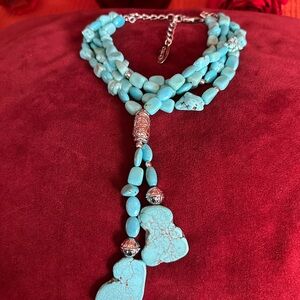 Vintage ChTurquoise Beaded choker Necklace